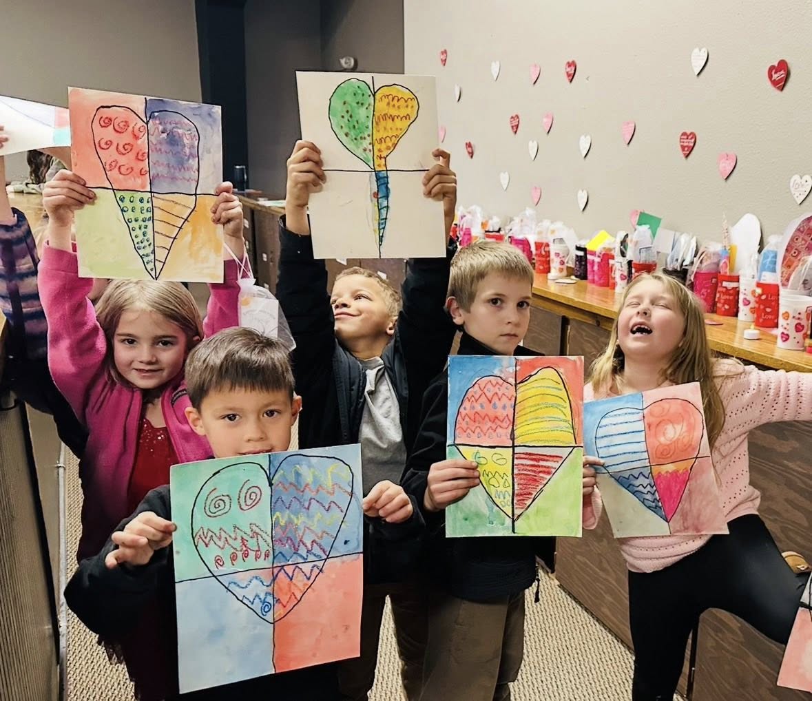 Valentine art class