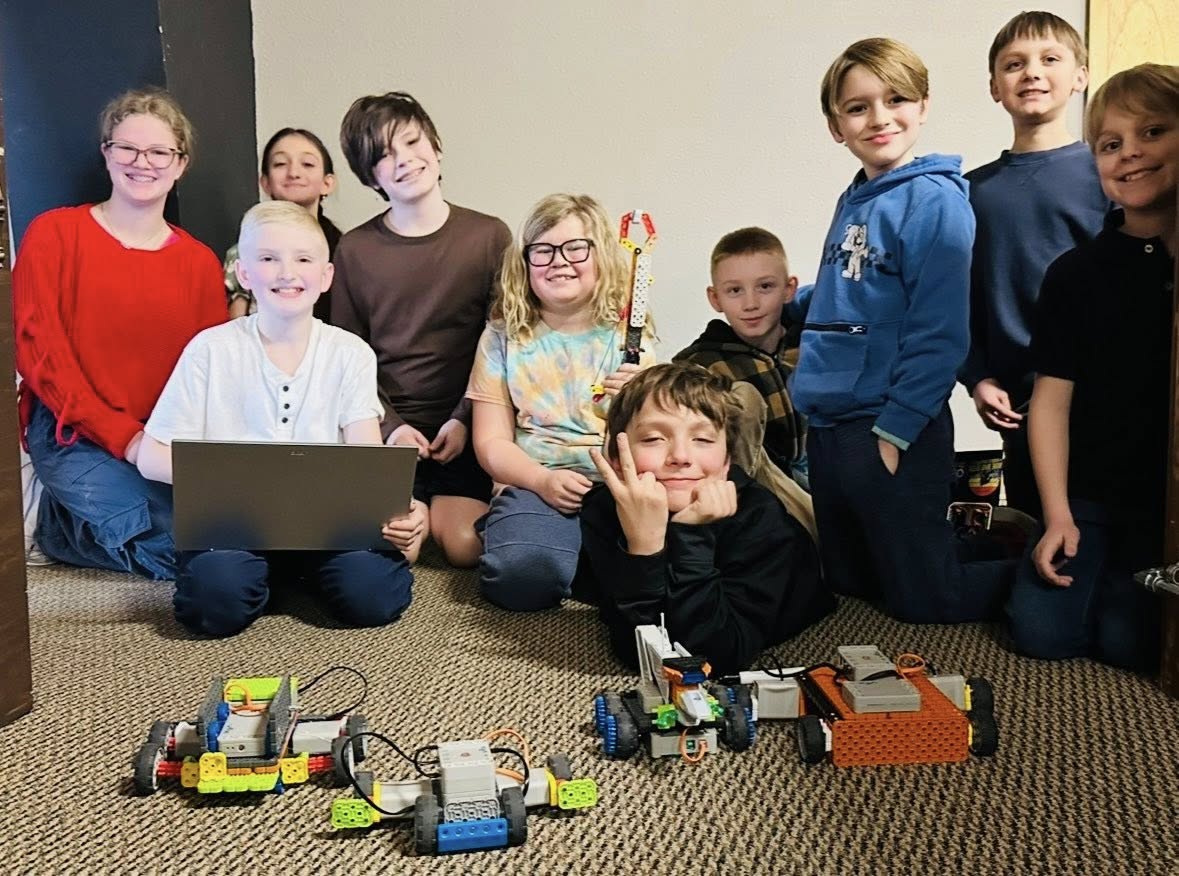 Robotics class with laptops