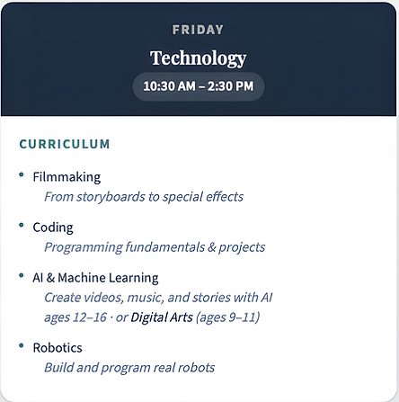 Friday Technology Schedule