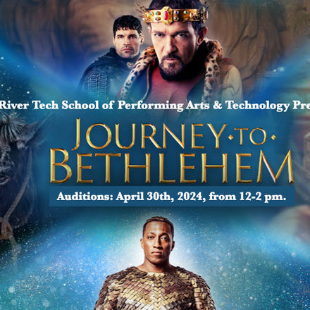 Promotional poster for Journey to Bethlehem musical at River Tech